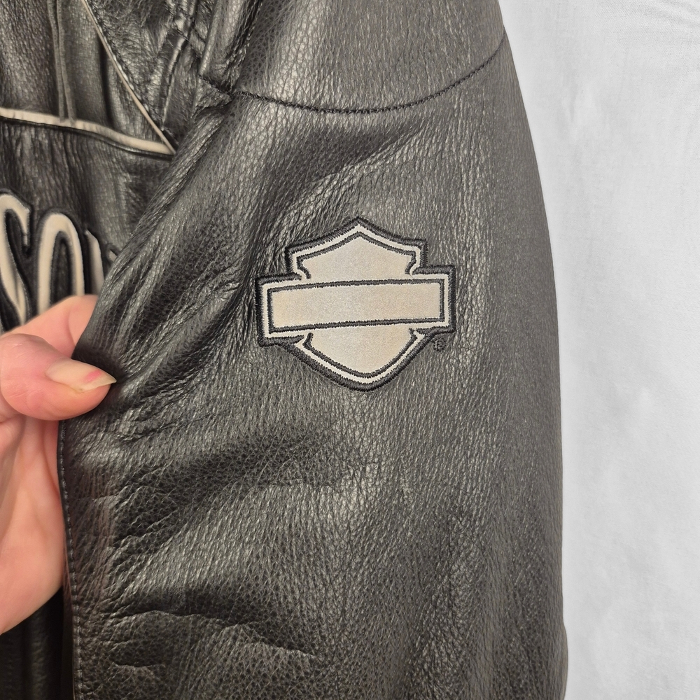 Harley Davidson Willie G Reflective Skull Leather Motorcycle Jacket  Size 2W/2XL - Picture 5 of 12